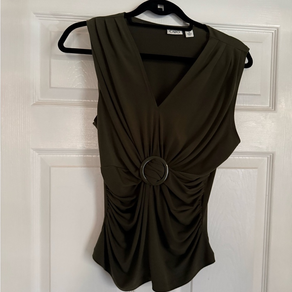 Cato Khaki V-Neck Top